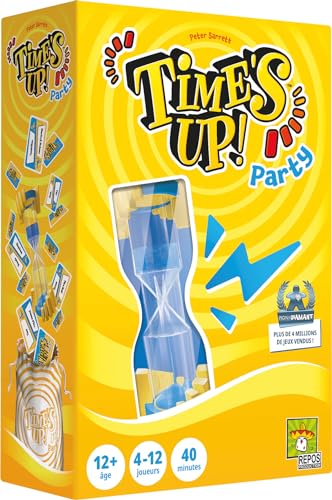 Asmodee - Repos Production – Time's Up Party (mit Riesen-Sanduhr) – Gesellschaftsspiele, Karten, Stimmung, Erwachsene und Kinder ab 12 Jahren – 4 bis 12 Spieler – französische Version von Asmodee