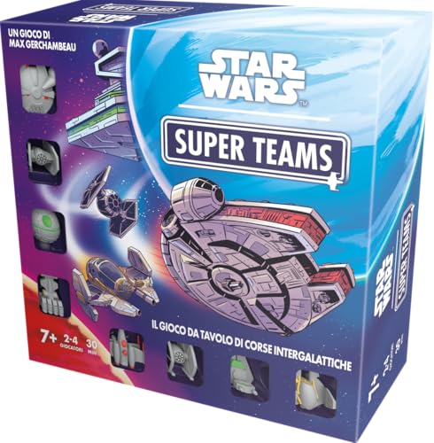 Asmodee Star Wars Super Teams Space Rennen Brettspiel für 2-4 Spieler ab 7 Jahren, Kartenspiel mit Miniaturen 30 Minuten, Italienische Version von Asmodee