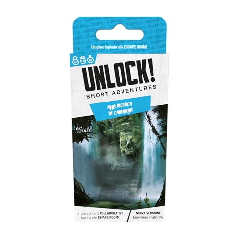 Asmodee - Unlock! Short Adventures, auf der Suche nach Cabrakan – Gesellschaftsspiel mit App, Escape Room, 1-6 Spieler, ab 10 Jahren, italienische Edition von Asmodee