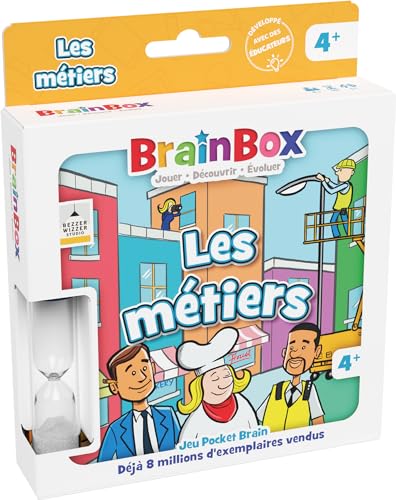 Bezzerwizzer BrainBox Les Métiers – Kartenspiel mit Memory-Karten und Beobachtungskarten – Familienspiel – 4 Jahre und älter – 1 Spieler und mehr – Französisch von Asmodee