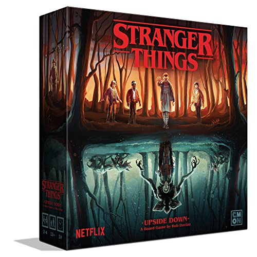 CMON Stranger Things Upside Down Brettspiel – Kooperatives Spielen mit detaillierten Miniaturen, zwei Jahreszeiten des Spiels, Strategiespiel für Kinder & Erwachsene, ab 12 Jahren, 2–4 Spieler, 60 von Asmodee