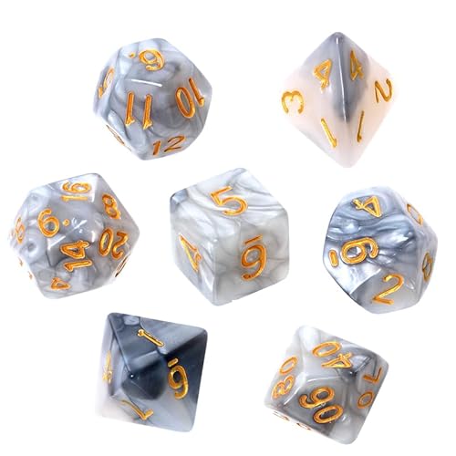 Knochen-Set REBEL RPG - Bicolor - Stahl-weiß (goldene Zahlen) von Rebel