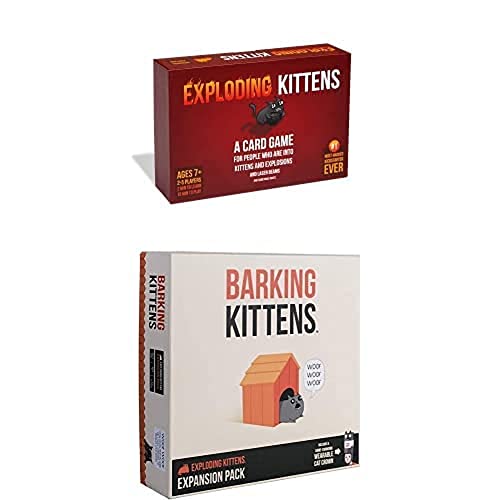 Exploding Kittens Bundle - Original Edition Plus Barking Kittens Expansion Pack - Card Games for Adults Teens & Kids, Fun Family Games, A Russian Roulette Card Game von Exploding Kittens