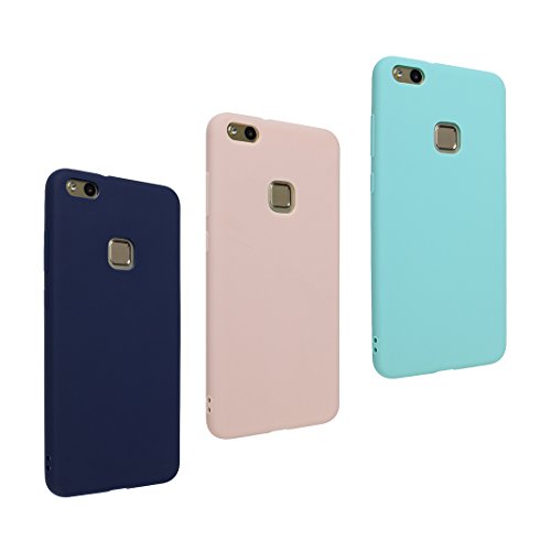 Asnlove Huawei P10 Lite Hülle Dünn Silikon 3 Pack Candy Case Handy Schutzhülle für Huawei P10 Lite TPU Silikon Backcover Case Handytasche Telefon-Kasten Tasche Schutz Cover Design Blau/Grün/Rosa von Asnlove