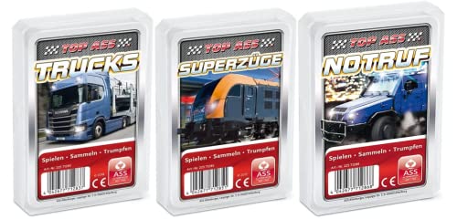 Altenburger 3-er Set Quartettspiele: Top Ass Trucks, Notruf und Superzüge - Fahrzeugwelt von ASS Altenburger