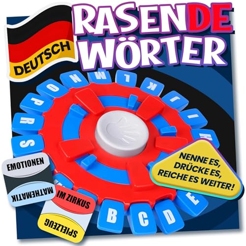 Asslye RASENDE WÖRTER Spiel Deutsch - Wortspiel Buchstaben Drücken mit Timer, Familienspiele Brettspiele Partyspiele für Kinder und Erwachsene, 2–8 Spieler von Asslye