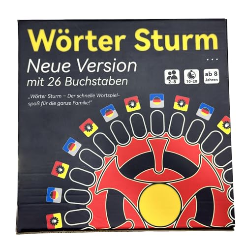 Asslye RASENDE WÖRTER Spiel - Wortspiel Buchstaben Drücken mit Timer, Familienspiele Brettspiele Partyspiele für Kinder und Erwachsene, 2–8 Spieler (Schwarz Rot) von Asslye