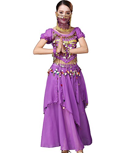 Astage Damen Tribal Röcke Bauchtanzkostüm Halloween Festival Partykleidung Violett von Astage