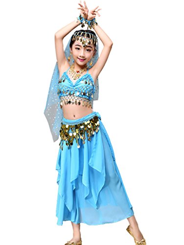 Astage Mädchen Kleid Kinder Bauchtanz Halloween Karneval Kostüm, S Fits 6-9 Jahre, Himmelblau Astage Mädchen Kleid Kinder Bauchtanz Halloween Karneval Kostüm, S Fits 6-9 Jahre, Himmelblau von Astage