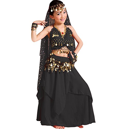 Astage Mädchen Kleid Kinder Bauchtanz Halloween Karneval Kostüm-Sätze Schwarz XS Astage Mädchen Kleid Kinder Bauchtanz Halloween Karneval Kostüm-Sätze Schwarz XS von Astage
