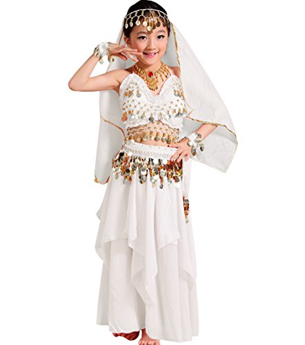 Astage Mädchen Kleid Kinder Bauchtanz Halloween Karneval Kostüm-Sätze Wei?L von Astage