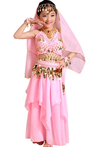 Astage Mädchen Kleid Kinder Bauchtanz Halloween Karneval Kostüm-SätzePinkL von Astage