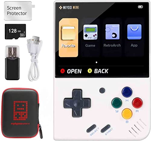 Miyoo Mini Plus Handheld-Spielekonsole, 3,5-Zoll-Open-Source-Retro-Spielekonsole mit 128G TF-Karte, eingebaute 15000 + klassische Spiele, Unterstützung WiFi,Mit Aufbewahrungstasche von Astarama