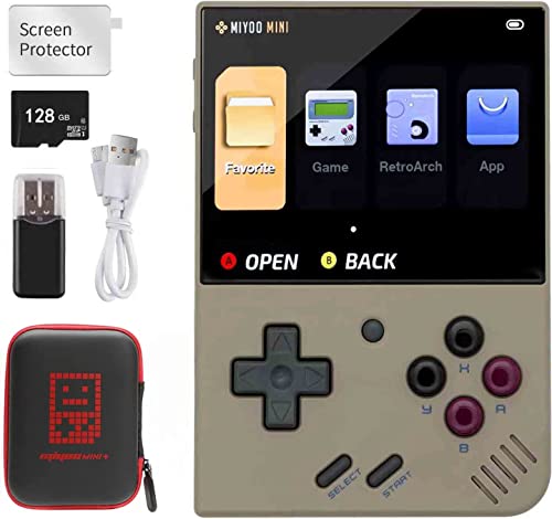 Miyoo Mini Plus Handheld-Spielekonsole, 3,5-Zoll-Open-Source-Retro-Spielekonsole mit 128G TF-Karte, eingebaute 15000 + klassische Spiele, Unterstützung WiFi,Mit Aufbewahrungstasche von Astarama