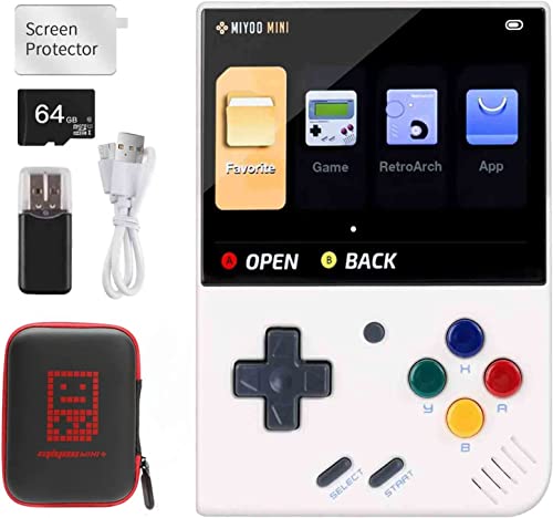 Miyoo Mini Plus Handheld-Spielekonsole, 3,5-Zoll-Open-Source-Retro-Spielekonsole mit 64G TF-Karte, eingebaute 10000 + klassische Spiele, Unterstützung WiFi,Mit Aufbewahrungstasche von Astarama