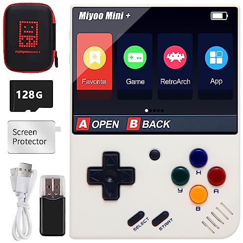 Miyoo Mini Plus Handheld-Spielekonsole, 8,9 cm Open Source Retro Spielkonsole mit 128G TF Karte, Eingebaut in 15000+ klassischen Spielen, Unterstützung WiFi ,Mit Aufbewahrungstasche(Weiß, 128G) von Astarama