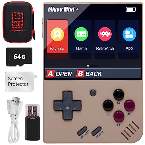 Miyoo Mini Plus Handheld-Spielekonsole, 3,5-Zoll-Open-Source-Retro-Spielekonsole 8,9 cm mit 64G-TF-Karte, über 10000 integrierte, Klassische Spiele, unterstützt WLAN,Mit Aufbewahrungstasche von Astarama