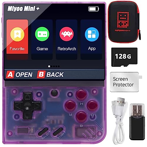 Miyoo Mini Plus Handheld Spielekonsole mit Hartschalengehäuse, 3,5 Zoll IPS Retro Bildschirm Videospielkonsole, integrierte 128G TF Karte 15000+ Spiele und 3000-mAh-Akku, unterstützt WLAN von Astarama