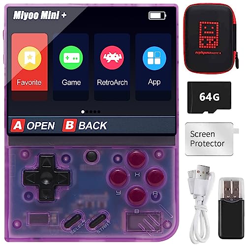 Miyoo Mini Plus Handheld Spielekonsole mit Hartschalengehäuse, 3,5 Zoll IPS Retro Bildschirm Videospielkonsole, integrierte 64G TF Karte 10000+ Spiele und 3000-mAh-Akku, unterstützt WLAN von Astarama