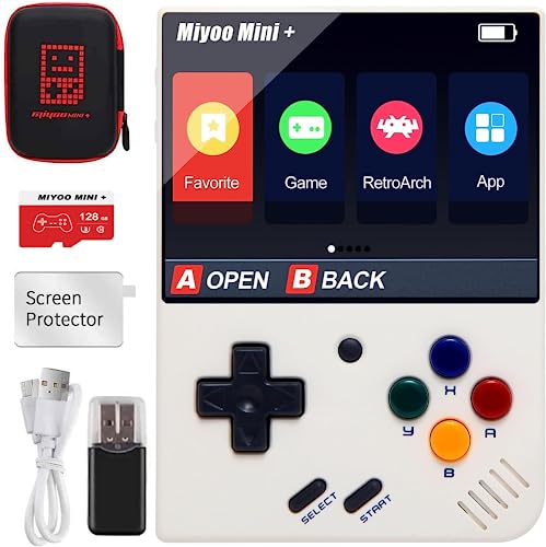 Miyoo Mini Plus Handheld Spielkonsole, 3,5 Zoll Open Source Retro Videospielkonsole mit 128G TF Karte, Eingebaute 15000+ Klassische Spiele, Unterstützung WiFi von Astarama