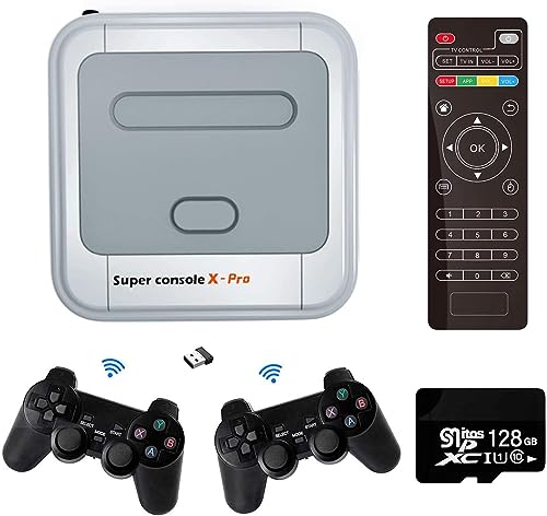 Super Console X Pro Retro Spielekonsole, Mini TV Videospiel-Player mit 128 GB Karte für 4K TV-HDMI-Ausgang, integriert in über 41.000 Spiele, 2 Gamepads Unterstützung WiFi/LAN (128G) von Astarama