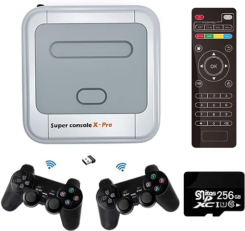 Super Console X Pro Retro Spielekonsole, Mini TV Videospiel-Player mit 256 GB Karte für 4K TV-HDMI-Ausgang, integriert in über 50.000 Spiele, 2 Gamepads Unterstützung WiFi/LAN (256G) von Astarama
