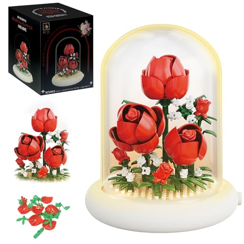 Astrevo Blumen Bausteine Set mit LED Beleuchtung, Rose Blumenstrauß mit Staubdichte Kuppel Und Sockel, Mikro Blumen Bausteine Geschenke für Mädchen Mama Freundin Astrevo Blumen Bausteine Set mit LED Beleuchtung, Rose Blumenstrauß mit Staubdichte Kuppel Und Sockel, Mikro Blumen Bausteine Geschenke für Mädchen Mama Freundin von Astrevo