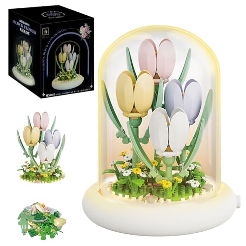 Astrevo Blumen Bausteine Set mit LED Beleuchtung, Rose Blumenstrauß mit Staubdichte Kuppel Und Sockel, Mikro Blumen Bausteine Geschenke für Mädchen Mama Freundin Astrevo Blumen Bausteine Set mit LED Beleuchtung, Rose Blumenstrauß mit Staubdichte Kuppel Und Sockel, Mikro Blumen Bausteine Geschenke für Mädchen Mama Freundin von Astrevo