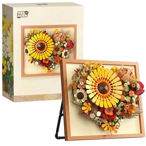 Astrevo Sonnenblume Blumen Bausteine Set, 727 Teile Sonnenblume Blumenstrauß Klemmbausteine, Kreatives Gebäude Handwerk Spielzeug Geschenke für Kinder und Erwachsene von Astrevo