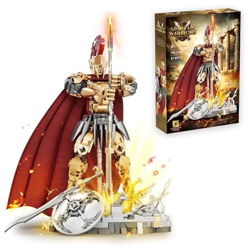 Astrevo Spartan Warrior Bausteine Bauspielzeug, 878 Stück Klemmbausteine Vintage-Ritter-ModellBausatz Geschenke für Kinder und Erwachsene von Astrevo
