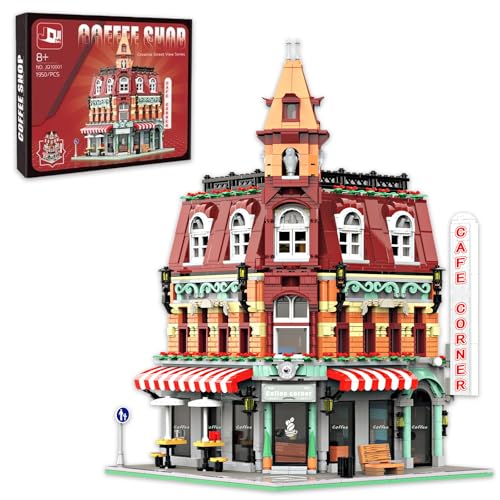 Astrevo Stadt Kaffee Haus Bauspielzeug mit LED Licht, 1950 Stück Cafe Laden Bauklotz Spielzeug, Architektur Klemmbausteine Modell für Erwachsene Kinder Jungen Mädchen Alter 8+ von Astrevo