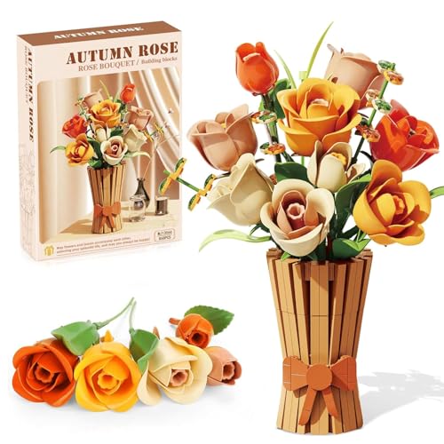 Blumenstrauß Klemmbausteine Mit Vase, 868 Stück Blumenstrauß Bausatz, Botanische Sammlung für Home Office Decor, Rose Blumen Set Geschenks Spielzeug für Valentinstag Geburtstage Muttertag Generisch von Astrevo