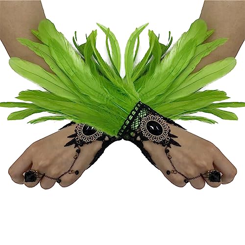 1Paar Damen Kostüme Manschetten Natürlichen Federn Handgelenk Gothic Feder Manschetten Federschmuck Knöchelmanschette Haar-Accessoire für Game Party Halloween Kostüm Rollenspiel Party Smaragdgrün von Asudaro