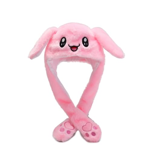 Asudaro 30x50cm bewegliche Hasenohren-Mütze, hüpfende interaktive Hasenohren-Mütze, Plüsch-Hasenohren, Halloween-Kostüm, Cosplay, Hasenohren-Mütze, pfirsichfarben, nicht leuchtende Hasenohren-Kappe von Asudaro