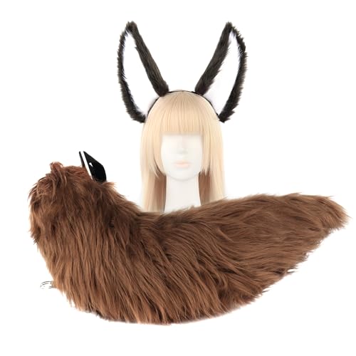 Asudaro Anime Cosplay Kostüm Set, Flauschige Fuchsohren und Schwanz Katzenohren Set,Cosplay Plüsch Fuchsschwanz Tierkostüm Zubehör für Halloween, Cosplay, Weihnachten Anzug von Asudaro