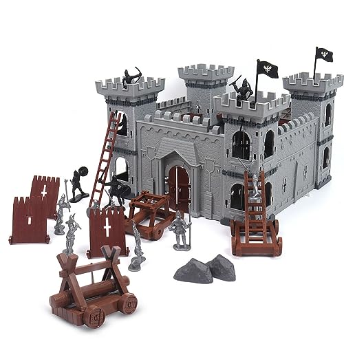 Asudaro Antike römische Ritter Spielzeug Modell DIY Mittelalterliche Miniatur Spielzeug Modell einschließlich Burg Wagen Soldaten Figur mittelalterlichen Kunststoff-Ritter Action-Figur Burg Playset von Asudaro