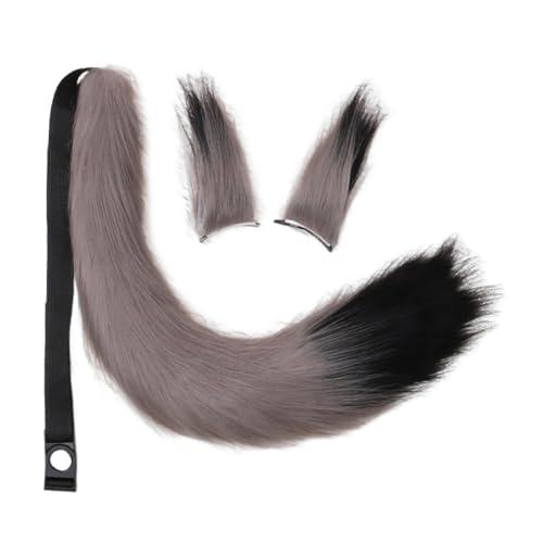 Asudaro Cosplay-Zubehör-Set, Plüsch-Ohr-Haarspangen und Plüsch-Schwanz, Cosplay-Kostüm-Requisite, Cosplay-Theater-Requisiten, Party-Zubehör, Grau + Schwarz Asudaro Cosplay-Zubehör-Set, Plüsch-Ohr-Haarspangen und Plüsch-Schwanz, Cosplay-Kostüm-Requisite, Cosplay-Theater-Requisiten, Party-Zubehör, Grau + Schwarz von Asudaro