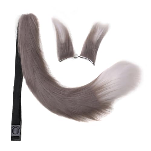Asudaro Cosplay-Zubehör-Set, Plüsch-Ohr-Haarspangen und Plüsch-Schwanz, Cosplay-Kostüm-Requisite, Cosplay-Theater-Requisiten, Party-Zubehör, Grau + Weiß Asudaro Cosplay-Zubehör-Set, Plüsch-Ohr-Haarspangen und Plüsch-Schwanz, Cosplay-Kostüm-Requisite, Cosplay-Theater-Requisiten, Party-Zubehör, Grau + Weiß von Asudaro