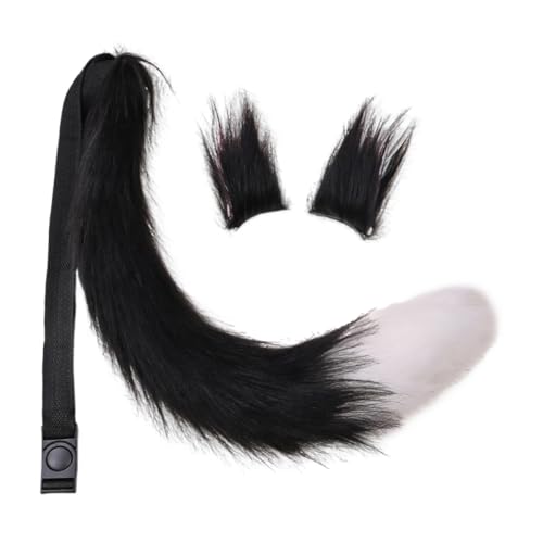 Asudaro Cosplay-Zubehör-Set, Plüsch-Ohr-Haarspangen und Plüsch-Schwanz, Cosplay-Kostüm-Requisite, Cosplay-Theater-Requisiten, Party-Zubehör, Schwarz + Weiß Asudaro Cosplay-Zubehör-Set, Plüsch-Ohr-Haarspangen und Plüsch-Schwanz, Cosplay-Kostüm-Requisite, Cosplay-Theater-Requisiten, Party-Zubehör, Schwarz + Weiß von Asudaro