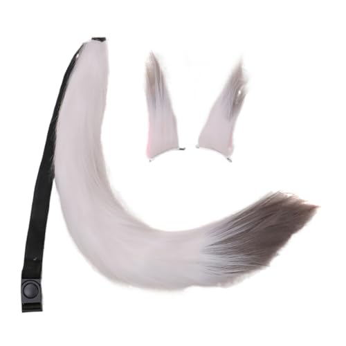 Asudaro Cosplay-Zubehör-Set, Plüsch-Ohr-Haarspangen und Plüsch-Schwanz, Cosplay-Kostüm-Requisite, Cosplay-Theater-Requisiten, Party-Zubehör, Weiß + Grau Asudaro Cosplay-Zubehör-Set, Plüsch-Ohr-Haarspangen und Plüsch-Schwanz, Cosplay-Kostüm-Requisite, Cosplay-Theater-Requisiten, Party-Zubehör, Weiß + Grau von Asudaro