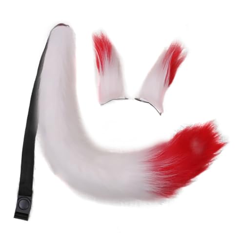 Asudaro Cosplay-Zubehör-Set, Plüsch-Ohr-Haarspangen und Plüsch-Schwanz, Cosplay-Kostüm-Requisite, Cosplay-Theater-Requisiten, Party-Zubehör, Weiß + Rot Asudaro Cosplay-Zubehör-Set, Plüsch-Ohr-Haarspangen und Plüsch-Schwanz, Cosplay-Kostüm-Requisite, Cosplay-Theater-Requisiten, Party-Zubehör, Weiß + Rot von Asudaro