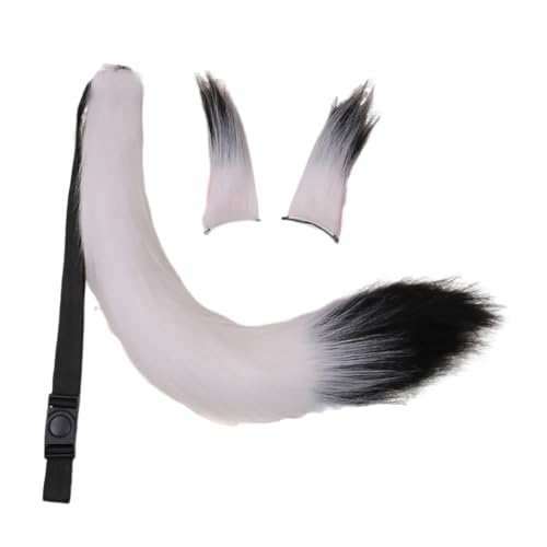 Asudaro Cosplay-Zubehör-Set, Plüsch-Ohr-Haarspangen und Plüsch-Schwanz, Cosplay-Kostüm-Requisite, Cosplay-Theater-Requisiten, Party-Zubehör, Weiß + Schwarz Asudaro Cosplay-Zubehör-Set, Plüsch-Ohr-Haarspangen und Plüsch-Schwanz, Cosplay-Kostüm-Requisite, Cosplay-Theater-Requisiten, Party-Zubehör, Weiß + Schwarz von Asudaro