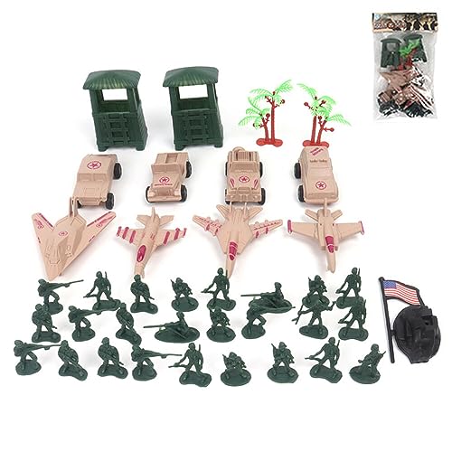 Asudaro Militär Modell Soldat Spielzeug Armee Figuren Set, Militär Set Armee Spielzeug, 3.5CM Militär Soldat Playset Action Figuren Kampf Gruppe Militär Playset 37 Stück von Asudaro