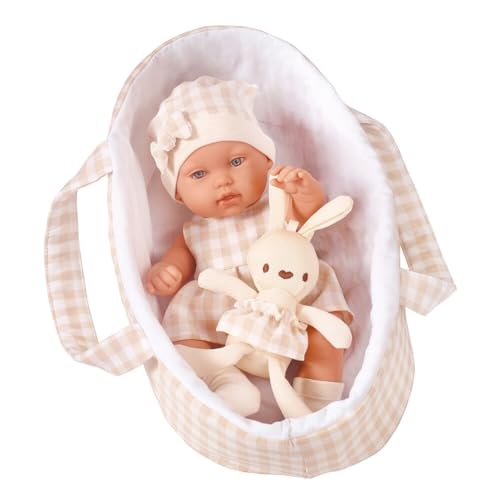 Asudaro New Born Baby Puppe 12Zoll Wiedergeborene Babypuppe mit Schlafwiege Silikon Voll Vinyl Körper Realistisches Lebensecht Neugeboren Kleinkind Spielzeug Geschenk für Mädchen Khaki von Asudaro