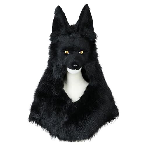 Asudaro Plüsch-Neuheit-Tierhut, Cosplay Plüsch-Wolf-Kopfbedeckung, simulierter Cosplay-Wolfskopf, Plüschhut für Männer, Maskerade-Requisiten von Asudaro
