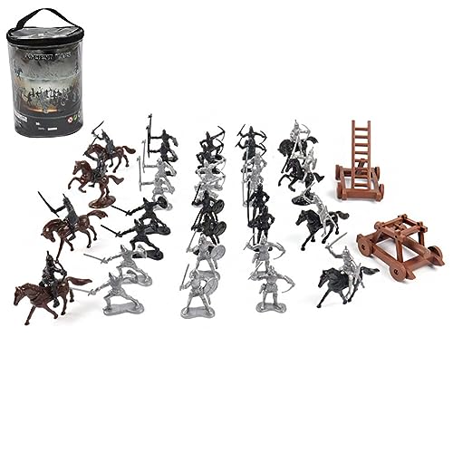 Asudaro Soldaten Spielset, Mini Armee Figuren Spielzeug Kunststoff Militärfiguren Kunststoff Krieger Ritter Pferde Soldat Military Action Modell Spielzeug, Archaic Soldaten Figuren Typ 04 von Asudaro