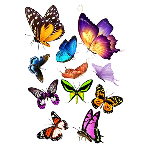 Auto 3D Schmetterling Aufkleber, Asudaro Karosserie Dekorative Aufkleber Bunte Schmetterling 3D Autoaufkleber Autofenster Aufkleber Selbstklebende Vinyl Aufkleber Verkleidung Abziehbilder,Farbe von Asudaro