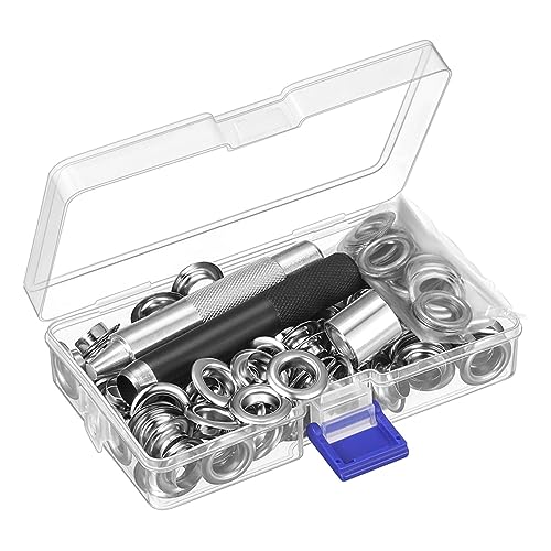 100-teiliges Ösen-Werkzeug-Set, 12 mm, mit Ösen, Unterlegscheiben und Ösen, Werkzeug für Leder/Gürtel/Schuhe von Asukohu