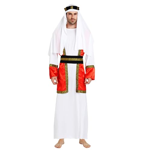 Asukohu Arabisches Halloween-Cosplay-Outfit, Schäfer-Kostüm, arabisches Kostüm, Naher Osten, Robe, arabisches Verkleidungs-Kostüm für Herren, Halloween, arabisches Cosplay-Kostüm, Dubai-Robe, Naher von Asukohu