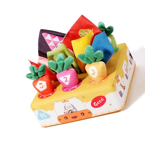 Asukohu Baby Tissue Box Spielzeug Mit Strukturierten Stoffen 6-12 Monate Sensorisches Spielset Mit Pullable Carots Und Crinkly Sheets Buntes Sensorisches Spiel Für Säuglinge von Asukohu
